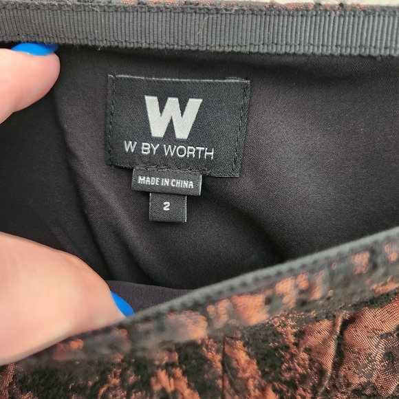 W by Worth skirt women's size 2 crinkle jacquard front slit pencil textured - Picture 3 of 5